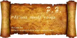 Pápai Honóriusz névjegykártya